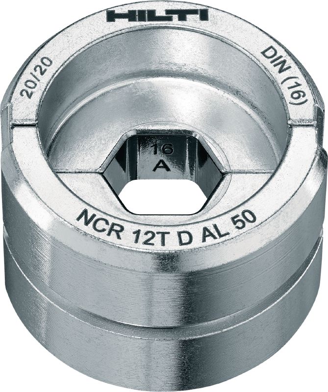 12T DIN dies for aluminum 12-Ton DIN dies for aluminium lugs and connectors up to 300 mm²