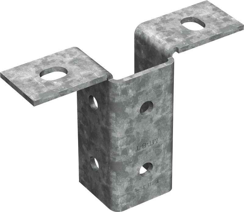 MT-B-T OC Jalustan liitin Ulkokäyttöön soveltuva jalustan liitin kevyiden modulaaristen kiskojärjestelmien ankkuroimiseen betoniin tai teräkseen lievästi korrosoiviin olosuhteisiin