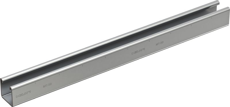 MT-50 U C-Channel profile medium-duty unslotted C-Channel profile for use with MT-FL/MT-TL components in indoor environments