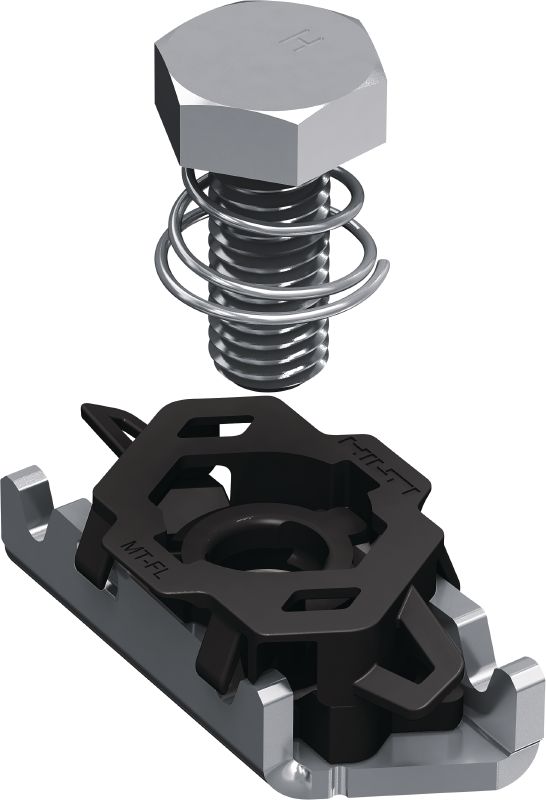 MT-FL Fast-Lock -kiskomutteri pultilla Fast-Lock -kiskomutteri pultilla tasolevyjen ja liittimien asentamiseen MT-kiskoihin